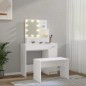 vidaXL Juego de tocador con LED madera contrachapada blanco vidaXL Juego de tocador con LED madera contrachapada blanco