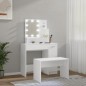 vidaXL Juego de tocador con LED madera contrachapada blanco vidaXL Juego de tocador con LED madera contrachapada blanco