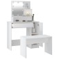 vidaXL Juego de tocador con LED madera contrachapada blanco vidaXL Juego de tocador con LED madera contrachapada blanco