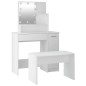 vidaXL Juego de tocador con LED madera contrachapada blanco vidaXL Juego de tocador con LED madera contrachapada blanco