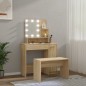 vidaXL Juego de tocador con LED madera contrachapada roble Sonoma vidaXL Juego de tocador con LED madera contrachapada roble Sonoma