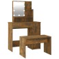 vidaXL Juego de tocador con LED madera contrachapada roble ahumado vidaXL Juego de tocador con LED madera contrachapada roble ahumado