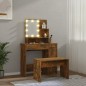 vidaXL Juego de tocador con LED madera contrachapada roble ahumado vidaXL Juego de tocador con LED madera contrachapada roble ahumado