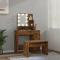 vidaXL Juego de tocador con LED madera contrachapada roble ahumado vidaXL Juego de tocador con LED madera contrachapada roble ahumado