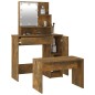 vidaXL Juego de tocador con LED madera contrachapada roble ahumado vidaXL Juego de tocador con LED madera contrachapada roble ahumado