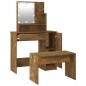 vidaXL Juego de tocador con LED madera contrachapada roble ahumado vidaXL Juego de tocador con LED madera contrachapada roble ahumado