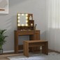 vidaXL Juego de tocador con LED madera contrachapada roble marrón vidaXL Juego de tocador con LED madera contrachapada roble marrón