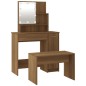 vidaXL Juego de tocador con LED madera contrachapada roble marrón vidaXL Juego de tocador con LED madera contrachapada roble marrón