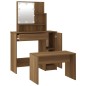 vidaXL Juego de tocador con LED madera contrachapada roble marrón vidaXL Juego de tocador con LED madera contrachapada roble marrón