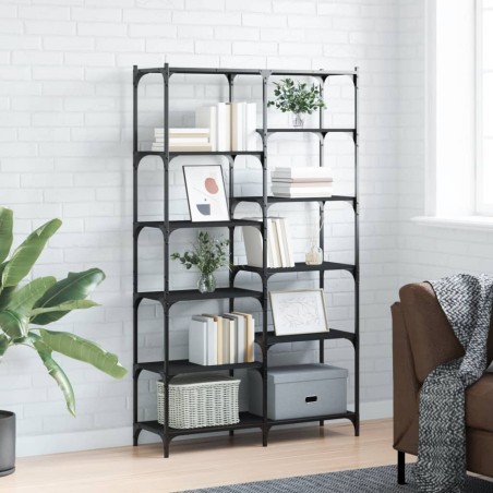 vidaXL Estantería hierro y madera de ingeniería negro 100x32x170 cm