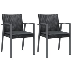 vidaXL Sillas jardín cojines 2 uds ratán sintético negro 56,5x57x83 cm