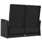 vidaXL Banco jardín reclinable y cojines ratán sintético negro 118 cm