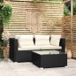 vidaXL Set de muebles de jardín 3 pzas y cojines ratán sintético negro vidaXL Set de muebles de jardín 3 pzas y cojines ratán sintético negro