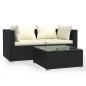vidaXL Set de muebles de jardín 3 pzas y cojines ratán sintético negro vidaXL Set de muebles de jardín 3 pzas y cojines ratán sintético negro