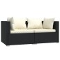 vidaXL Set de muebles de jardín 3 pzas y cojines ratán sintético negro vidaXL Set de muebles de jardín 3 pzas y cojines ratán sintético negro