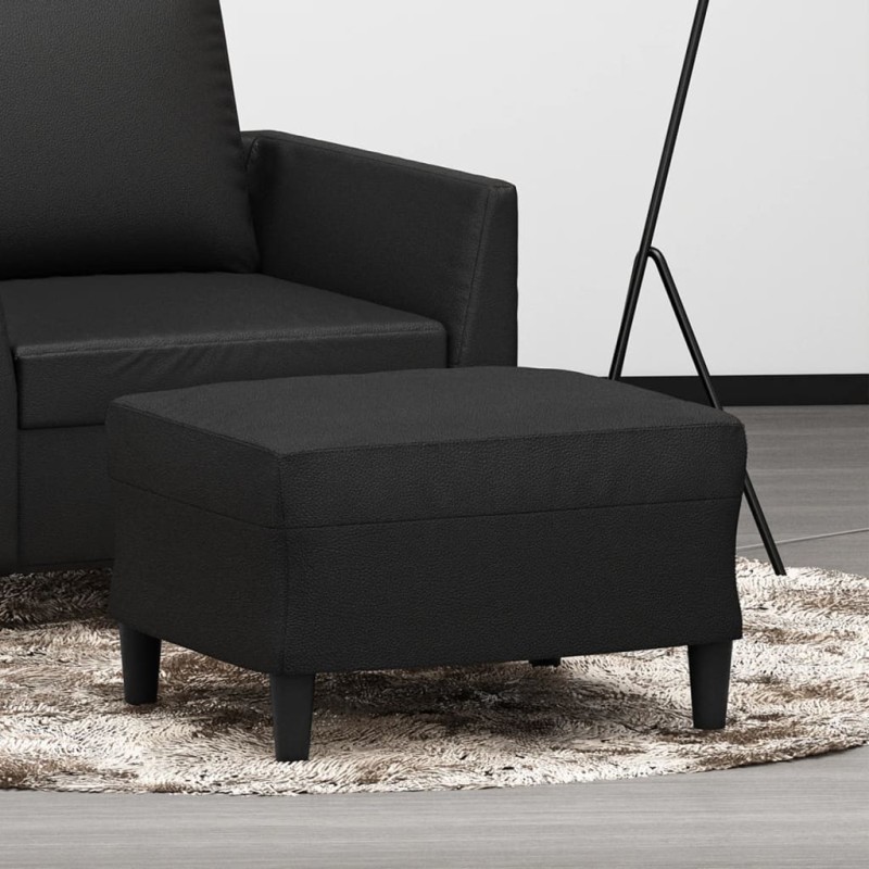vidaXL Reposapiés de cuero sintético negro 60x50x41 cm vidaXL Reposapiés de cuero sintético negro 60x50x41 cm