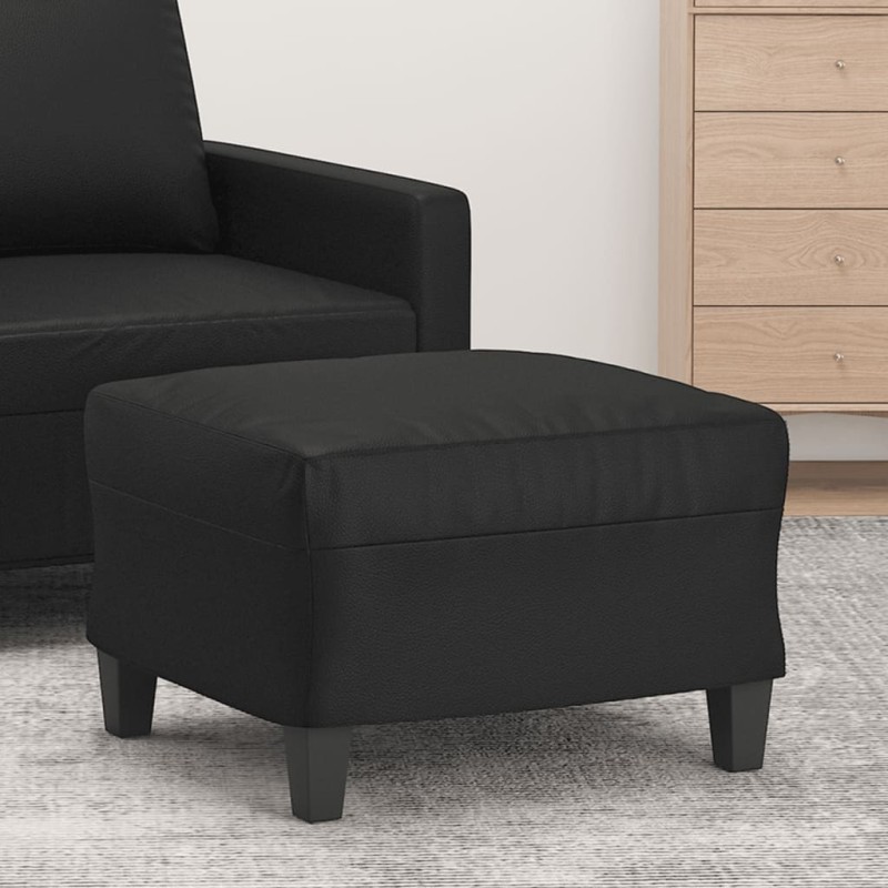 vidaXL Reposapiés de cuero sintético negro 60x50x41 cm vidaXL Reposapiés de cuero sintético negro 60x50x41 cm