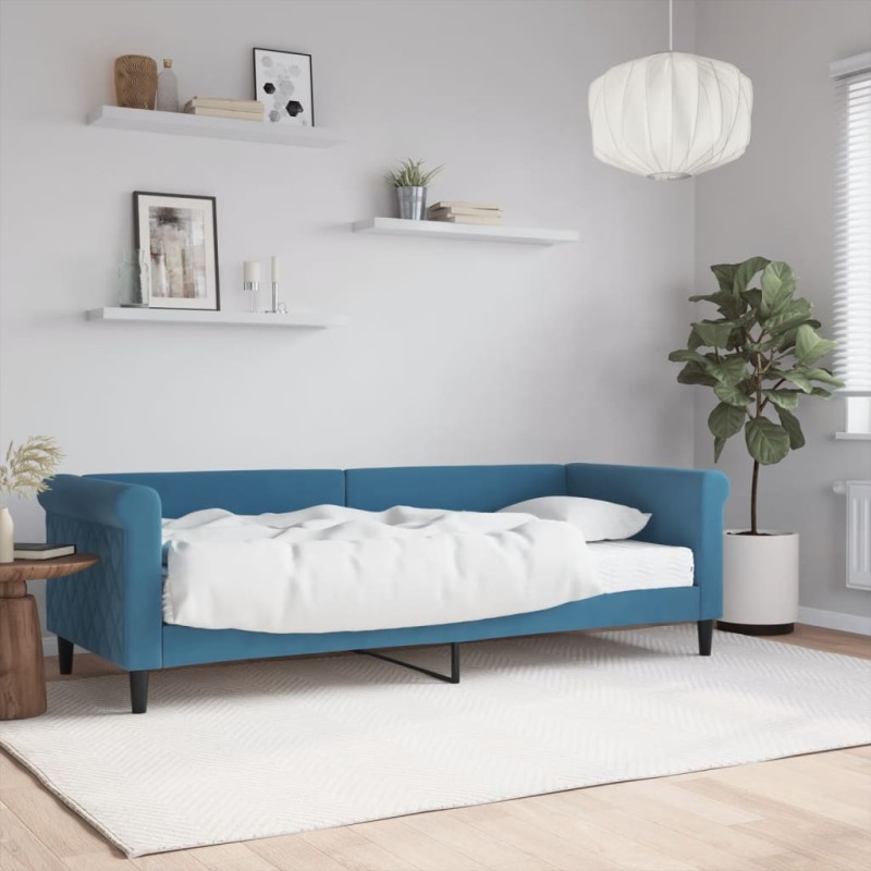 vidaXL Sofá cama con colchón terciopelo azul 80x200 cm vidaXL Sofá cama con colchón terciopelo azul 80x200 cm