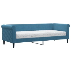 vidaXL Sofá cama con colchón terciopelo azul 80x200 cm