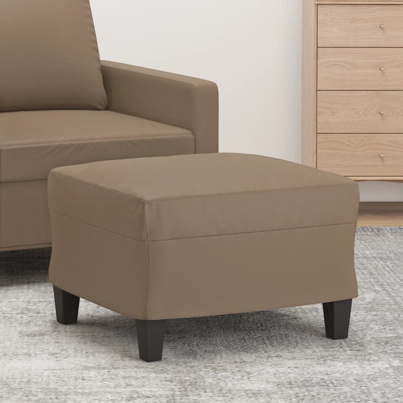 vidaXL Reposapiés de cuero sintético color capuchino 60x50x41 cm vidaXL Reposapiés de cuero sintético color capuchino 60x50x41 cm