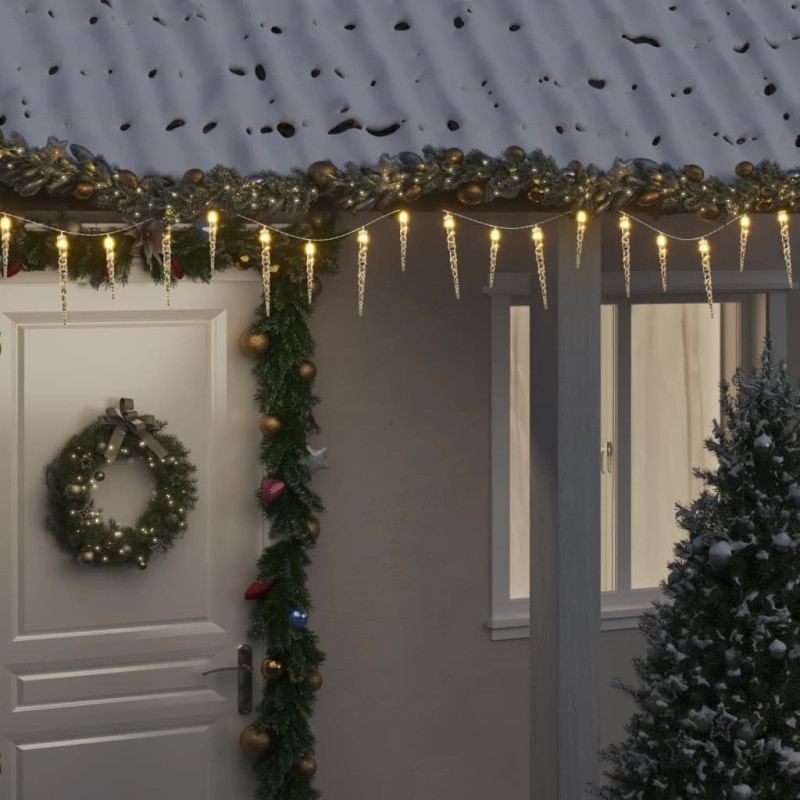 vidaXL Luces carámbano Navidad 100 LED blanco cálido acrílico PVC 10 m vidaXL Luces carámbano Navidad 100 LED blanco cálido acrílico PVC 10 m