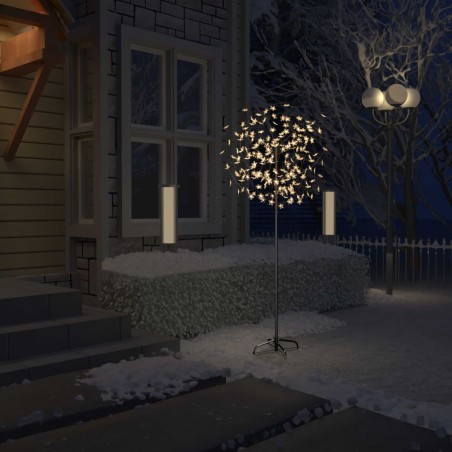 vidaXL Árbol de Navidad 200 LEDs blanco cálido flores de cerezo 180 cm