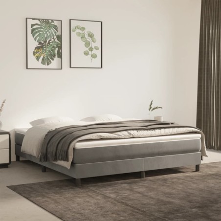 vidaXL Estructura de cama box spring terciopelo gris claro 180x200 cm
