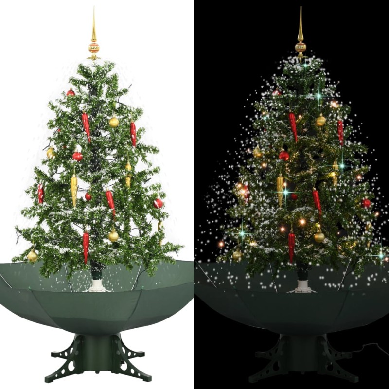 vidaXL Árbol de Navidad con nieve con base en paraguas verde 140 cm vidaXL Árbol de Navidad con nieve con base en paraguas verde 140 cm