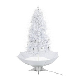 vidaXL Árbol de Navidad con nieve con base en paraguas blanco 190 cm