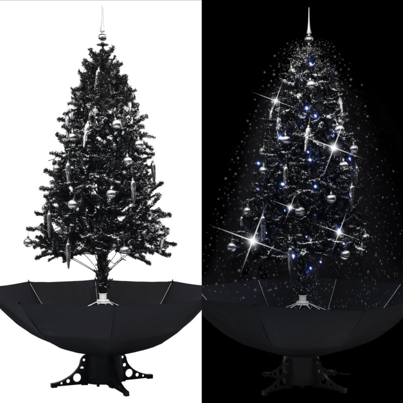 vidaXL Árbol de Navidad con nieve y base de paraguas PVC negro 190 cm vidaXL Árbol de Navidad con nieve y base de paraguas PVC negro 190 cm