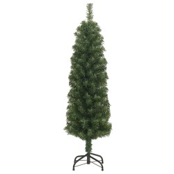 vidaXL Árbol de Navidad artificial delgado y soporte PVC verde 150 cm