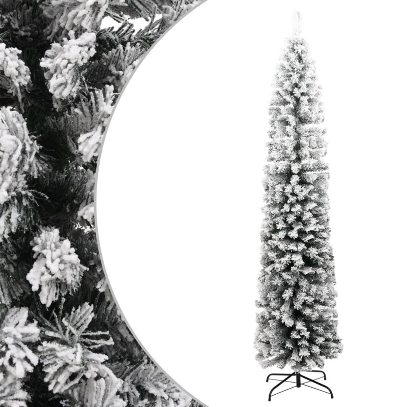 vidaXL Árbol de Navidad artificial delgado verde con nieve PVC 240 cm vidaXL Árbol de Navidad artificial delgado verde con nieve PVC 240 cm
