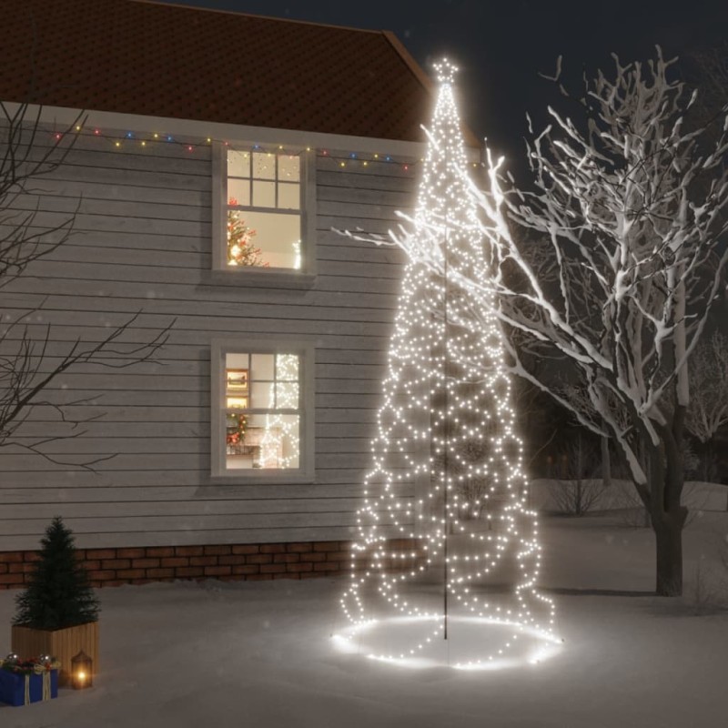 vidaXL Árbol de Navidad con poste de metal 1400 LEDs blanco frío 5 m vidaXL Árbol de Navidad con poste de metal 1400 LEDs blanco frío 5 m