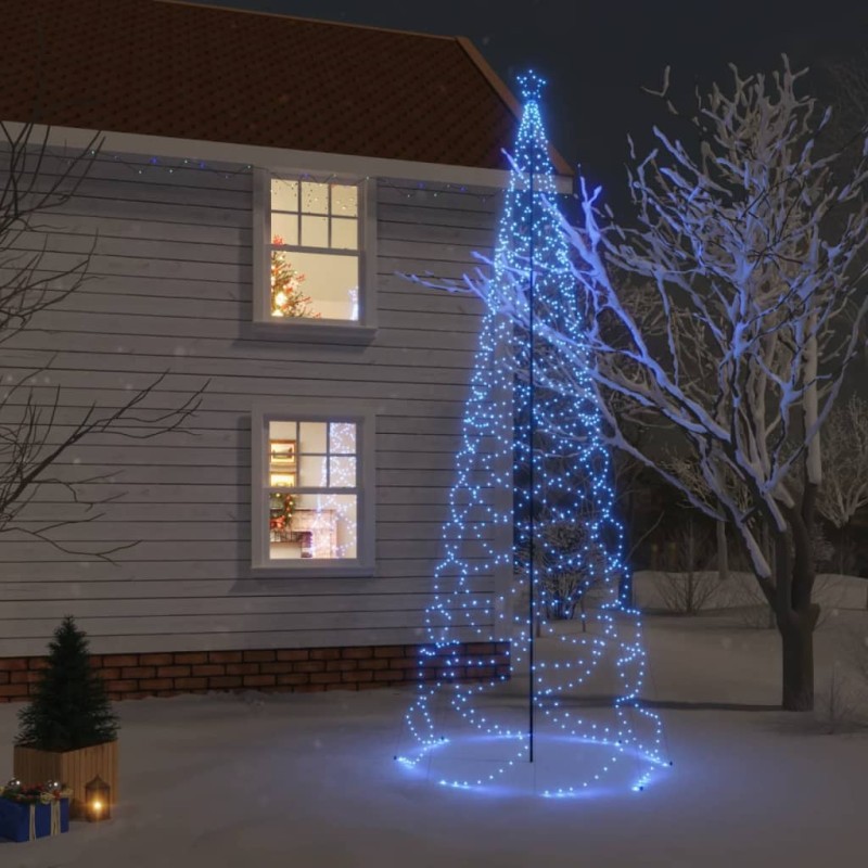 vidaXL Árbol de Navidad con poste de metal 1400 LEDs azul 5 m vidaXL Árbol de Navidad con poste de metal 1400 LEDs azul 5 m