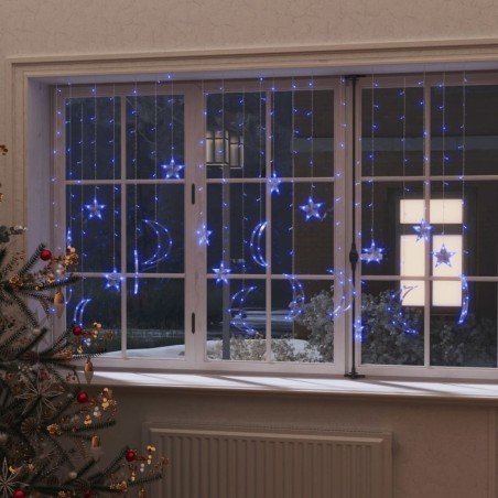 vidaXL Luces estrella y luna 345 LEDs azul con control remoto