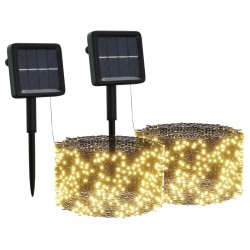 vidaXL Tiras de luces solares LED 2 uds blanco cálido