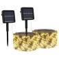 vidaXL Tiras de luces solares LED 2 uds blanco cálido