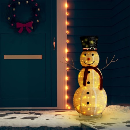 vidaXL Muñeco de nieve de Navidad con luces LED tela lujosa 120 cm