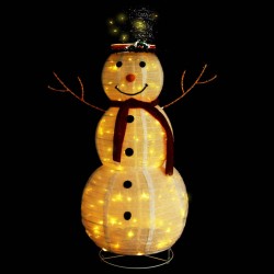vidaXL Muñeco de nieve de Navidad con luces LED tela lujosa 120 cm