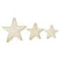 vidaXL Estrellas decoración navideña 3 piezas LED malla doradas