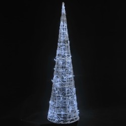 vidaXL Pirámide decorativa cono acrílico luces LED blanco frío 120 cm