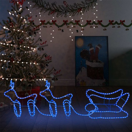 vidaXL Decoración navideña para jardín renos y trineo 576 LEDs