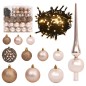 vidaXL Set de bolas de Navidad 120 pzas con pico 300 LED oro rosa vidaXL Set de bolas de Navidad 120 pzas con pico 300 LED oro rosa