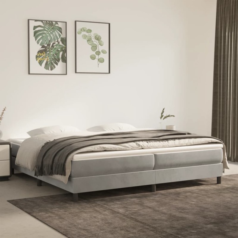 vidaXL Estructura de cama box spring terciopelo gris claro 200x200 cm vidaXL Estructura de cama box spring terciopelo gris claro 200x200 cm