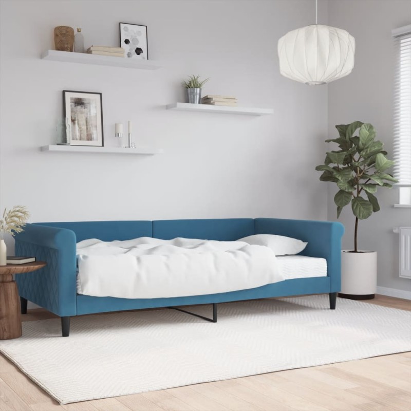 vidaXL Sofá cama con colchón terciopelo azul 100x200 cm