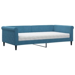 vidaXL Sofá cama con colchón terciopelo azul 100x200 cm