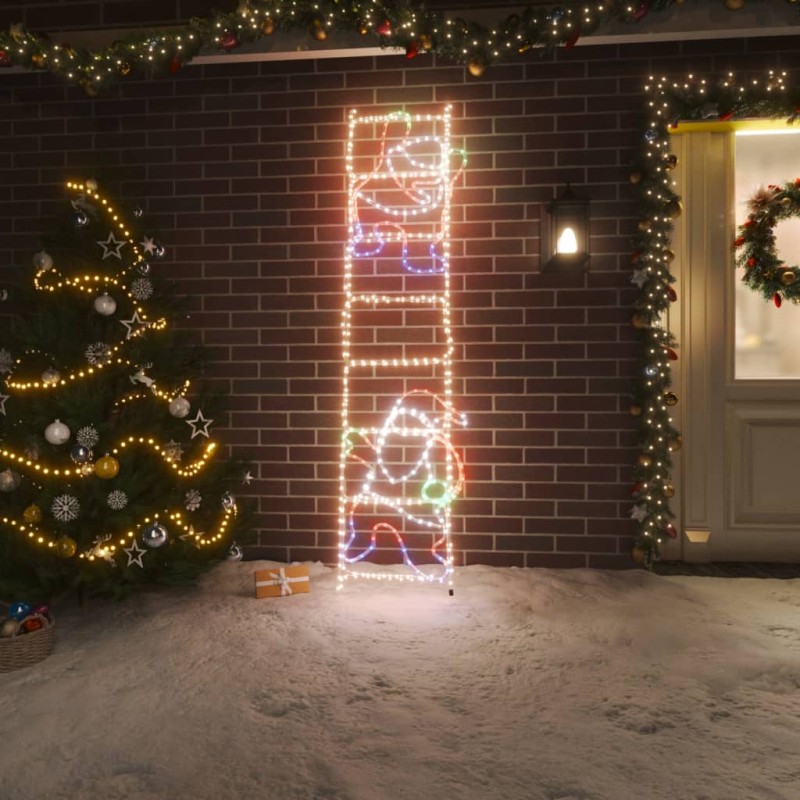 vidaXL Figura plegable de Papá Noel en escalera con 552 LEDs 50x200 cm vidaXL Figura plegable de Papá Noel en escalera con 552 LEDs 50x200 cm