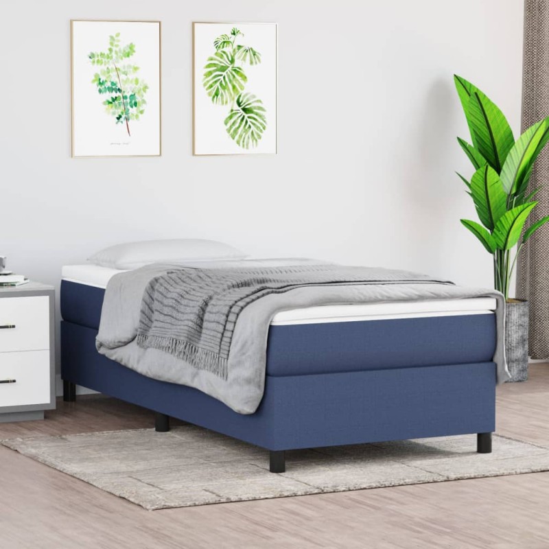 vidaXL Estructura de cama box spring tela azul 90x190 cm