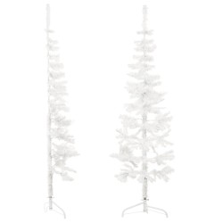 vidaXL Medio árbol de Navidad artificial con soporte blanco 120 cm