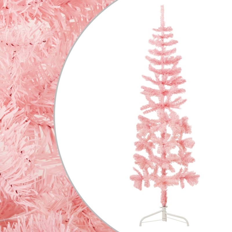 vidaXL Medio árbol de Navidad artificial con soporte rosa 150 cm vidaXL Medio árbol de Navidad artificial con soporte rosa 150 cm